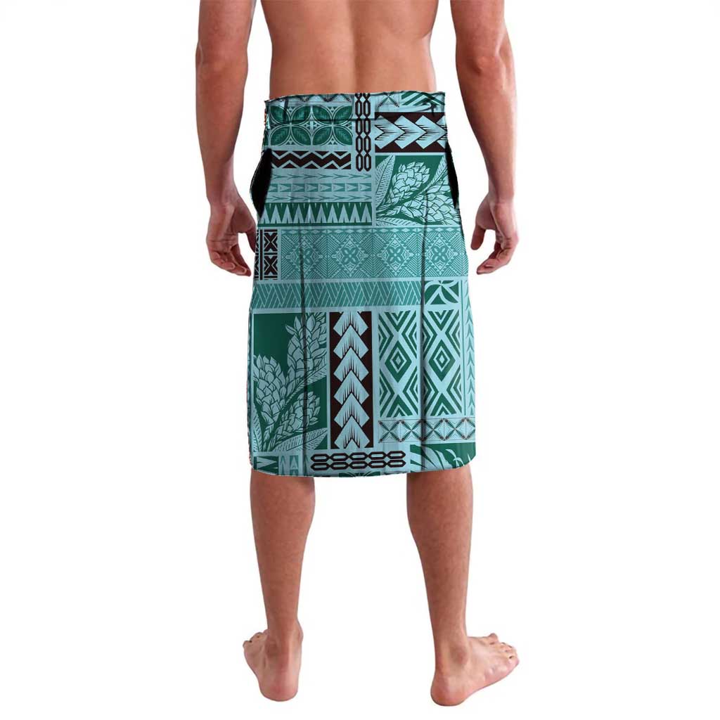 Samoa Siapo Elegant Lavalava Hibiscus Teal Motifs - Polynesian Pride