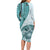 Samoa Siapo Elegant Long Sleeve Bodycon Dress Hibiscus Teal Motifs - Polynesian Pride