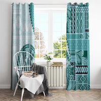 Samoa Siapo Elegant Window Curtain Hibiscus Teal Motifs - Polynesian Pride