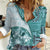 Samoa Siapo Elegant Women Casual Shirt Hibiscus Teal Motifs - Polynesian Pride