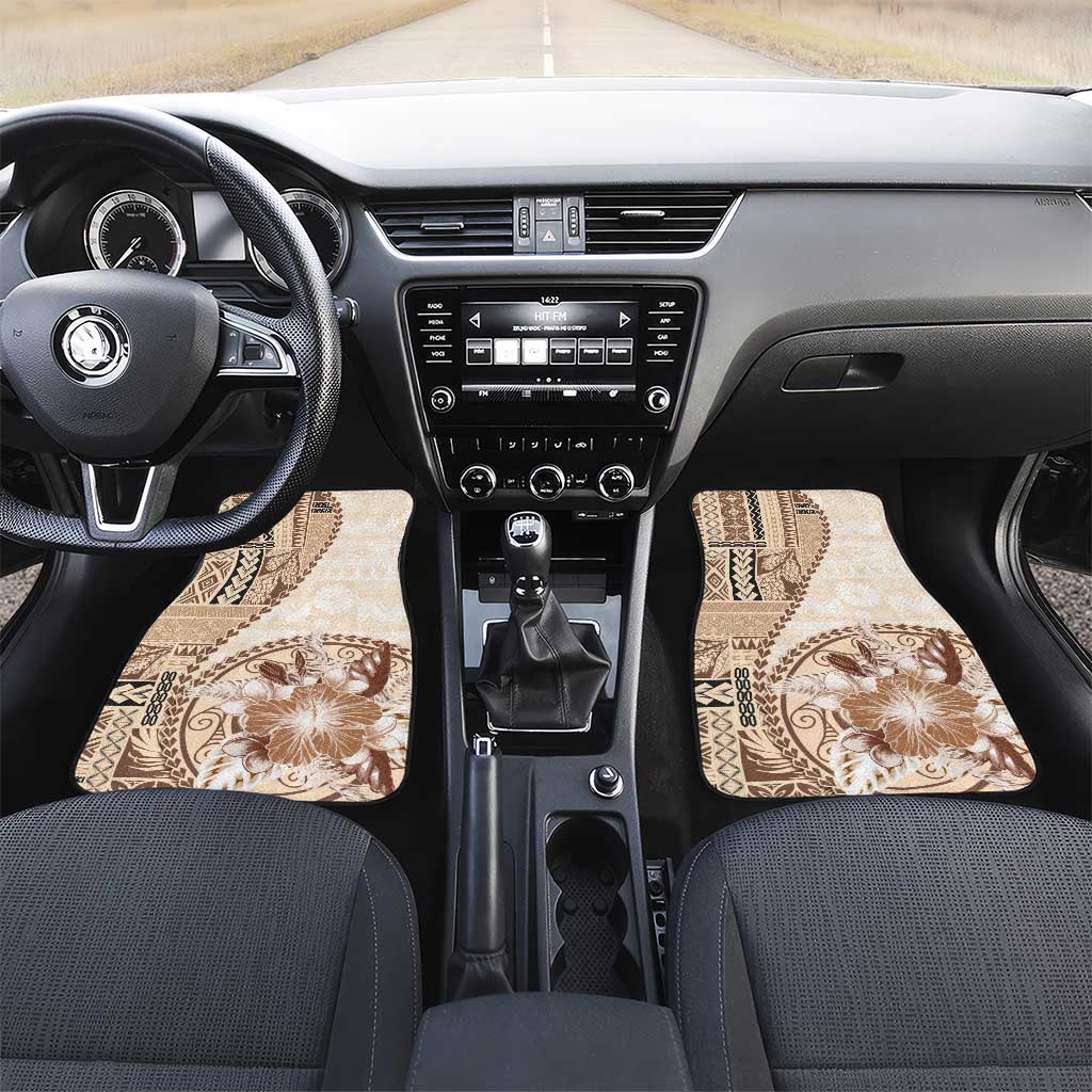 Samoa Siapo Elegant Car Mats Hibiscus Beige Motifs - Polynesian Pride