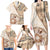 Samoa Siapo Elegant Family Matching Long Sleeve Bodycon Dress and Hawaiian Shirt Hibiscus Beige Motifs - Polynesian Pride