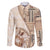 Samoa Siapo Elegant Family Matching Off Shoulder Maxi Dress and Hawaiian Shirt Hibiscus Beige Motifs - Polynesian Pride