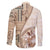 Samoa Siapo Elegant Family Matching Off Shoulder Maxi Dress and Hawaiian Shirt Hibiscus Beige Motifs - Polynesian Pride