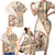 Samoa Siapo Elegant Family Matching Short Sleeve Bodycon Dress and Hawaiian Shirt Hibiscus Beige Motifs - Polynesian Pride