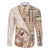 Samoa Siapo Elegant Family Matching Short Sleeve Bodycon Dress and Hawaiian Shirt Hibiscus Beige Motifs - Polynesian Pride