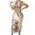 Samoa Siapo Elegant Family Matching Short Sleeve Bodycon Dress and Hawaiian Shirt Hibiscus Beige Motifs - Polynesian Pride