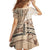 Samoa Siapo Elegant Family Matching Tank Maxi Dress and Hawaiian Shirt Hibiscus Beige Motifs - Polynesian Pride