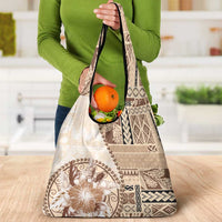 Samoa Siapo Elegant Grocery Bag Hibiscus Beige Motifs - Polynesian Pride