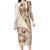 Samoa Siapo Elegant Long Sleeve Bodycon Dress Hibiscus Beige Motifs - Polynesian Pride