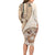 Samoa Siapo Elegant Long Sleeve Bodycon Dress Hibiscus Beige Motifs - Polynesian Pride