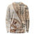 Samoa Siapo Elegant Long Sleeve Shirt Hibiscus Beige Motifs - Polynesian Pride