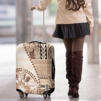 Samoa Siapo Elegant Luggage Cover Hibiscus Beige Motifs - Polynesian Pride