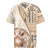 Samoa Siapo Elegant Rugby Jersey Hibiscus Beige Motifs - Polynesian Pride