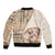 Samoa Siapo Elegant Sleeve Zip Bomber Jacket Hibiscus Beige Motifs - Polynesian Pride