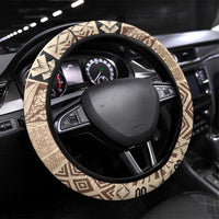 Samoa Siapo Elegant Steering Wheel Cover Hibiscus Beige Motifs - Polynesian Pride