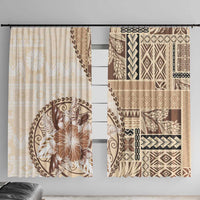 Samoa Siapo Elegant Window Curtain Hibiscus Beige Motifs - Polynesian Pride