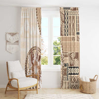 Samoa Siapo Elegant Window Curtain Hibiscus Beige Motifs - Polynesian Pride