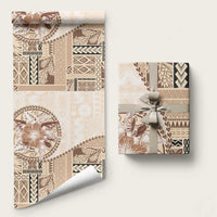 Samoa Siapo Elegant Wrapping Paper Hibiscus Beige Motifs - Polynesian Pride