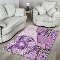 Samoa Siapo Elegant Area Rug Hibiscus Violet Motifs - Polynesian Pride
