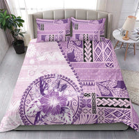 Samoa Siapo Elegant Bedding Set Hibiscus Violet Motifs - Polynesian Pride