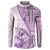 Samoa Siapo Elegant Button Sweatshirt Hibiscus Violet Motifs - Polynesian Pride