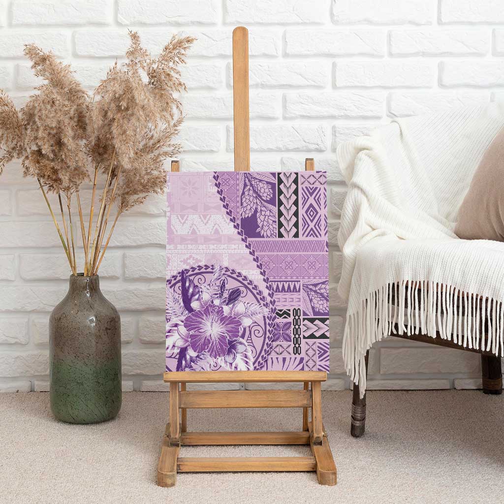 Samoa Siapo Elegant Canvas Wall Art Hibiscus Violet Motifs - Polynesian Pride