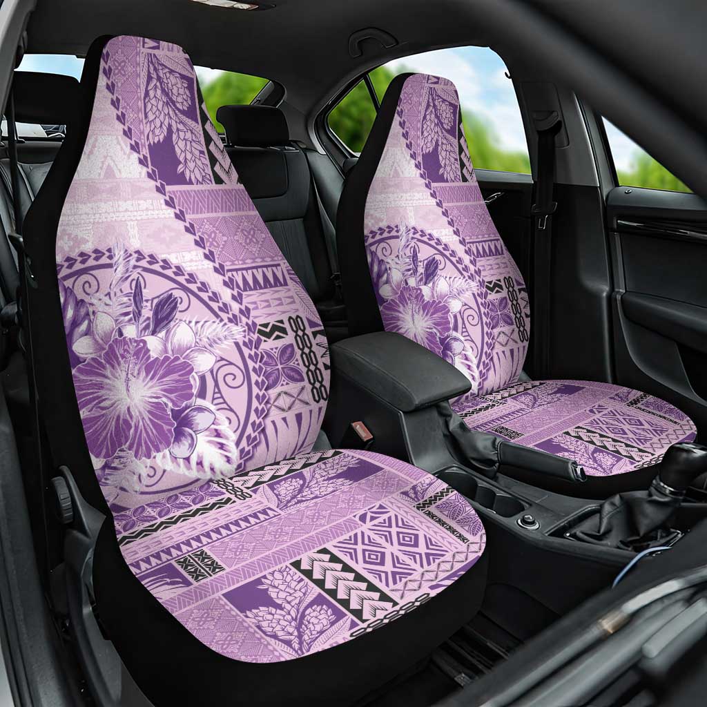 Samoa Siapo Elegant Car Seat Cover Hibiscus Violet Motifs - Polynesian Pride