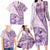 Samoa Siapo Elegant Family Matching Long Sleeve Bodycon Dress and Hawaiian Shirt Hibiscus Violet Motifs - Polynesian Pride