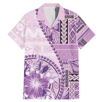 Samoa Siapo Elegant Family Matching Mermaid Dress and Hawaiian Shirt Hibiscus Violet Motifs - Polynesian Pride