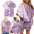 Samoa Siapo Elegant Family Matching Off Shoulder Short Dress and Hawaiian Shirt Hibiscus Violet Motifs - Polynesian Pride