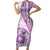 Samoa Siapo Elegant Family Matching Short Sleeve Bodycon Dress and Hawaiian Shirt Hibiscus Violet Motifs - Polynesian Pride