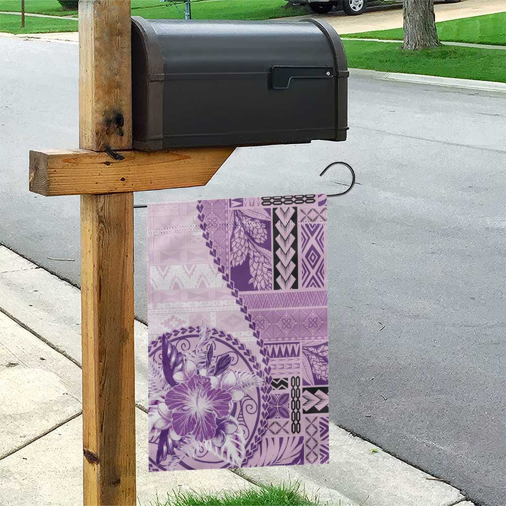 Samoa Siapo Elegant Garden Flag Hibiscus Violet Motifs - Polynesian Pride