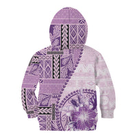 Samoa Siapo Elegant Kid Hoodie Hibiscus Violet Motifs - Polynesian Pride