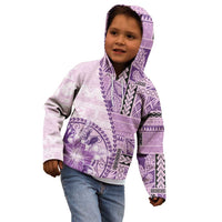 Samoa Siapo Elegant Kid Hoodie Hibiscus Violet Motifs - Polynesian Pride