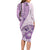 Samoa Siapo Elegant Long Sleeve Bodycon Dress Hibiscus Violet Motifs - Polynesian Pride