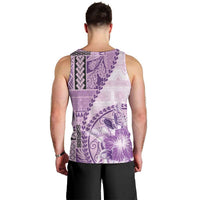 Samoa Siapo Elegant Men Tank Top Hibiscus Violet Motifs - Polynesian Pride
