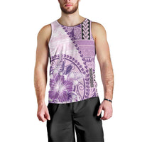 Samoa Siapo Elegant Men Tank Top Hibiscus Violet Motifs - Polynesian Pride