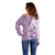 Samoa Siapo Elegant Off Shoulder Sweater Hibiscus Violet Motifs - Polynesian Pride