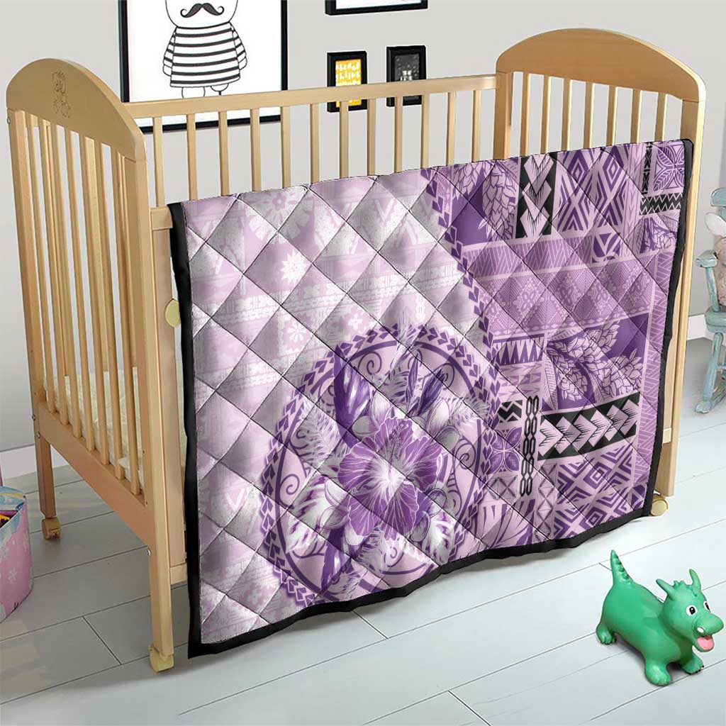 Samoa Siapo Elegant Quilt Hibiscus Violet Motifs - Polynesian Pride