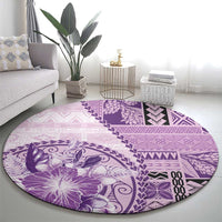 Samoa Siapo Elegant Round Carpet Hibiscus Violet Motifs - Polynesian Pride