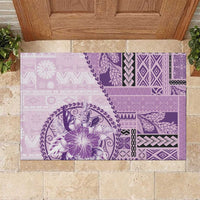 Samoa Siapo Elegant Rubber Doormat Hibiscus Violet Motifs - Polynesian Pride