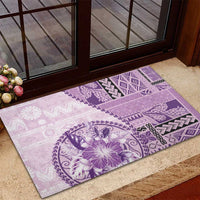 Samoa Siapo Elegant Rubber Doormat Hibiscus Violet Motifs - Polynesian Pride