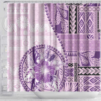 Samoa Siapo Elegant Shower Curtain Hibiscus Violet Motifs - Polynesian Pride