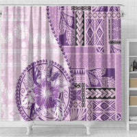 Samoa Siapo Elegant Shower Curtain Hibiscus Violet Motifs - Polynesian Pride