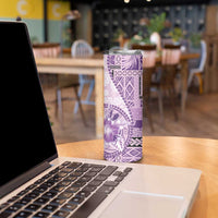 Samoa Siapo Elegant Skinny Tumbler Hibiscus Violet Motifs - Polynesian Pride