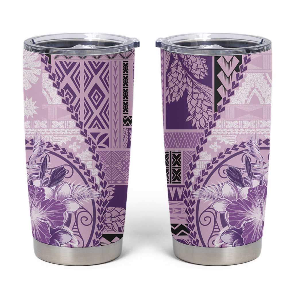 Samoa Siapo Elegant Tumbler Cup Hibiscus Violet Motifs - Polynesian Pride