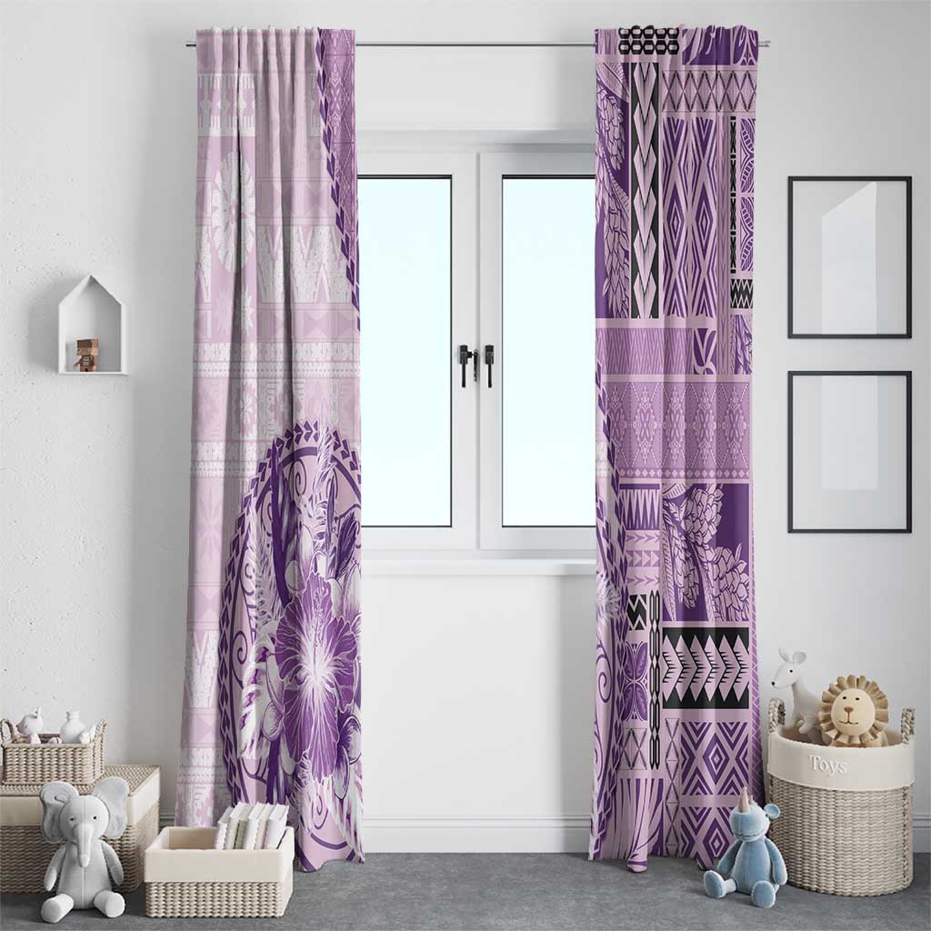 Samoa Siapo Elegant Window Curtain Hibiscus Violet Motifs - Polynesian Pride