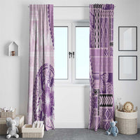 Samoa Siapo Elegant Window Curtain Hibiscus Violet Motifs - Polynesian Pride