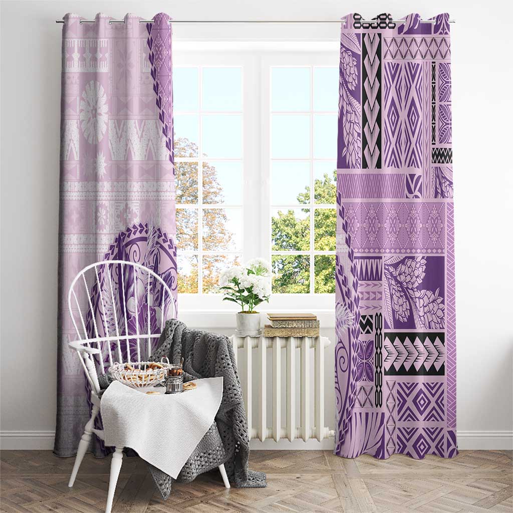 Samoa Siapo Elegant Window Curtain Hibiscus Violet Motifs - Polynesian Pride